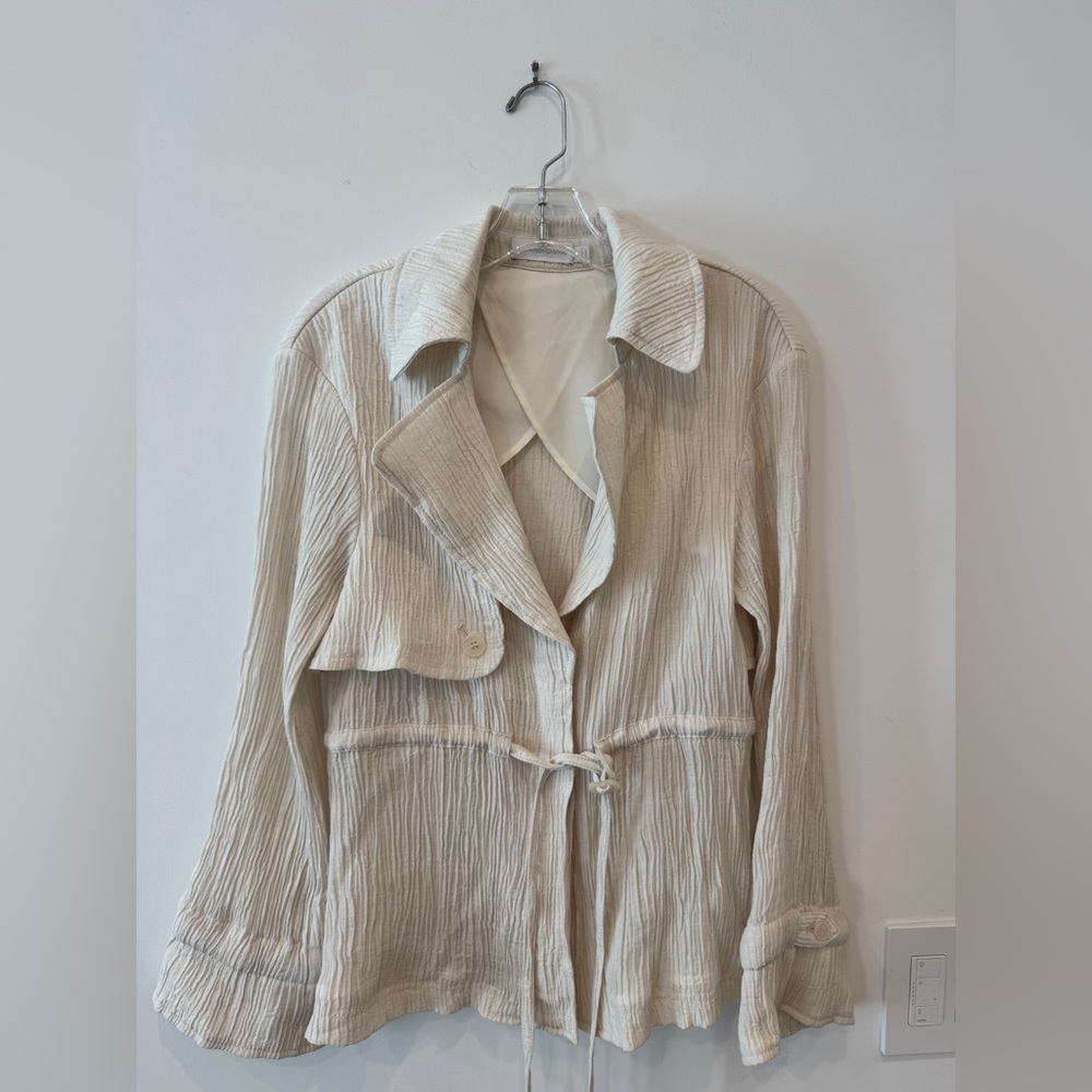 Jonathan Simkhai 'azura' Crinkled Drawstring Waist Jacket In White